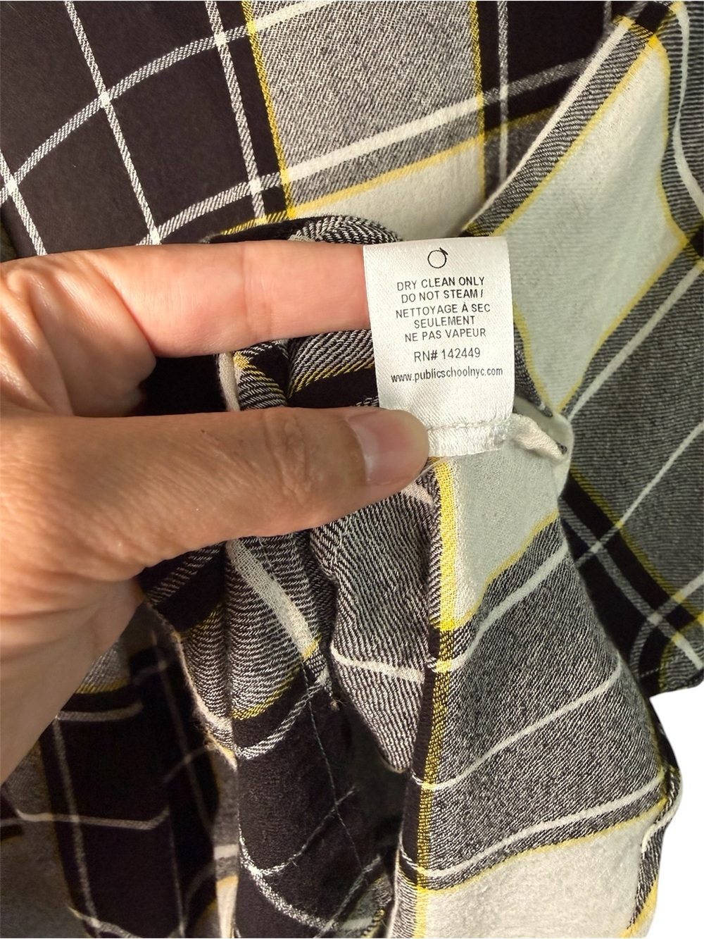 Public School NY Aloran Asymmetrical Plaid Top Black White Yellow Sz 0 - Picture 7 of 8